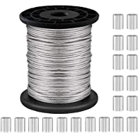 NACTECH Alambre para Colgar Cuadros de Acero Inoxidable 1.5mm Cable Acero Trenzado con 20pcs Manguito de Aluminio…